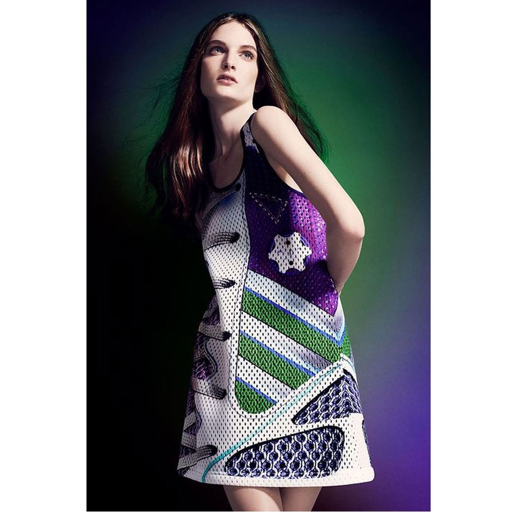 MARY KATRANTZOU x adidas collection- Purple and Green Mini Dress- size xs